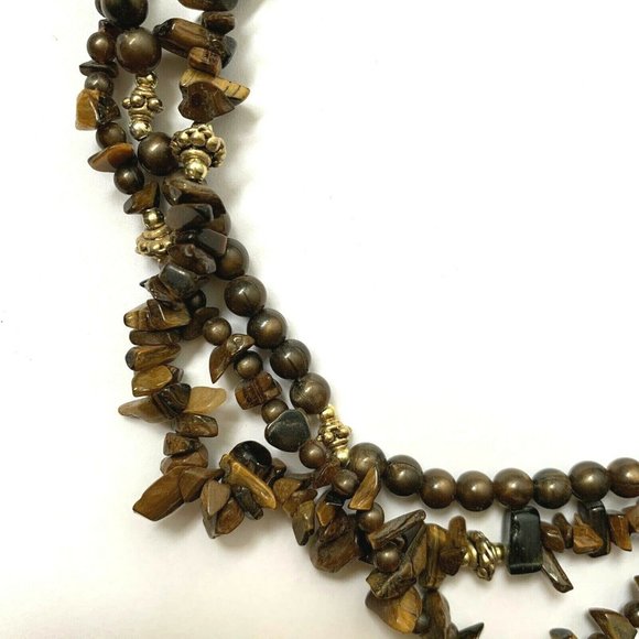 Tigers Eye Necklace Natural Stone Chip Brown - Picture 6 of 6